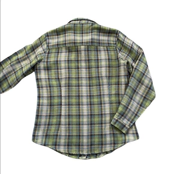 Woolrich Wool Blend Green Brown Snap Closure Plaid Flannel Women's Small - Picture 8 of 11